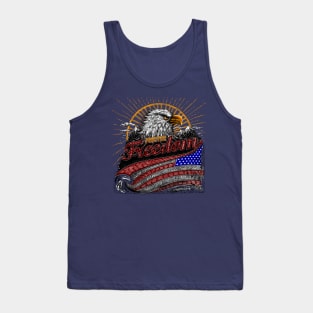 hand drawn american eagle nature sign flag Tank Top